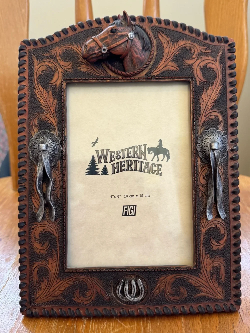 New! Tabletop Frame by Figi “Western Heritage Collection.” Holds 4x6 Photo.